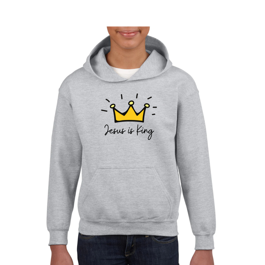Jesus Is King Youth Hoodie Christian Faith Sweatshirt for Kids & Teens