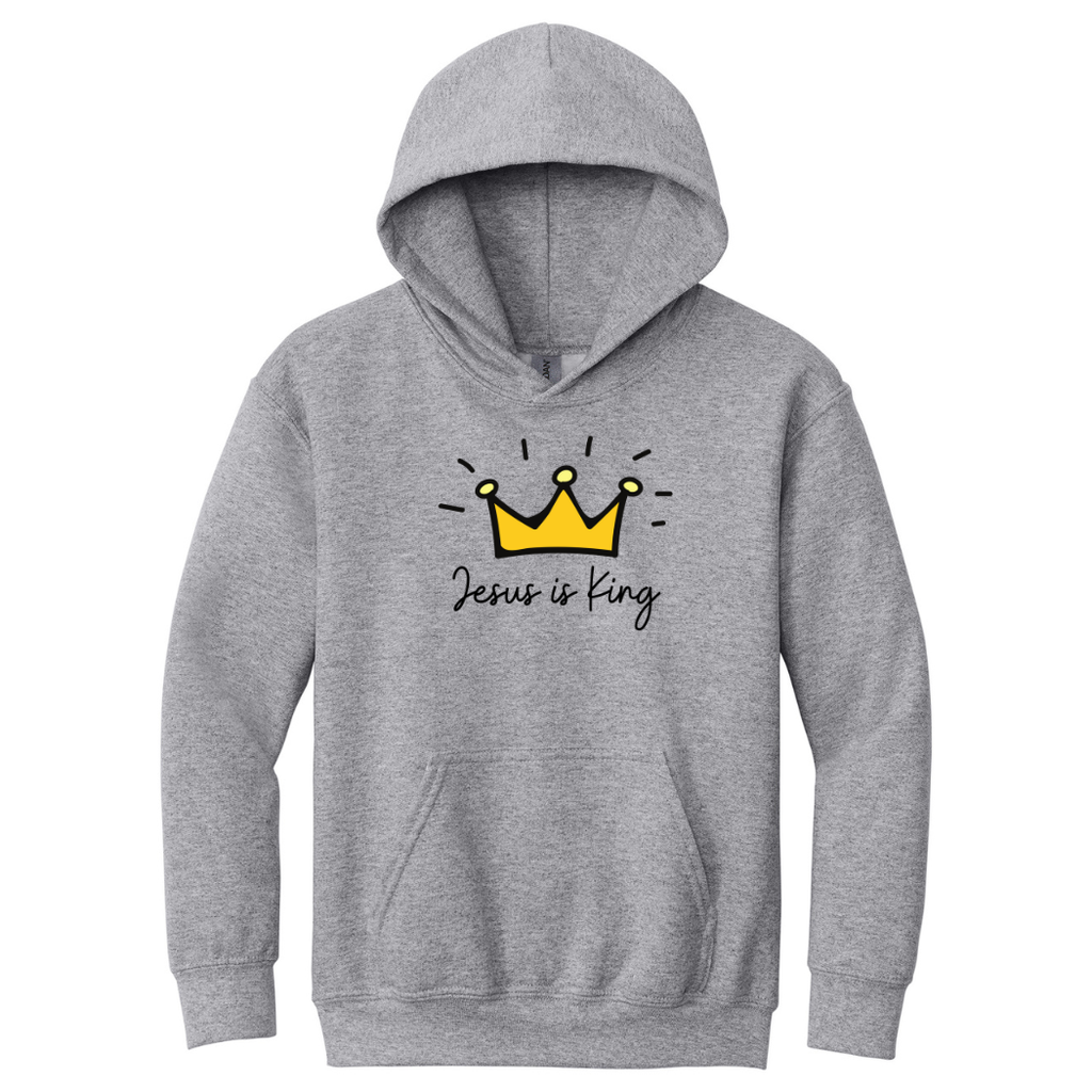 Jesus Is King Youth Hoodie Christian Faith Sweatshirt for Kids & Teens