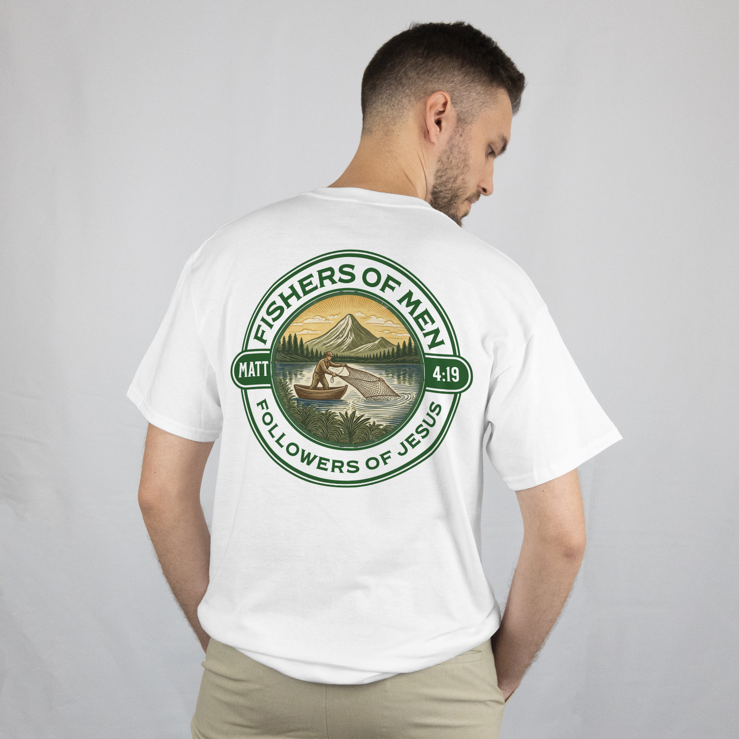 Fishers of Men Club Following Jesus T-Shirt Christian for Men 100% Cotton T-shirt