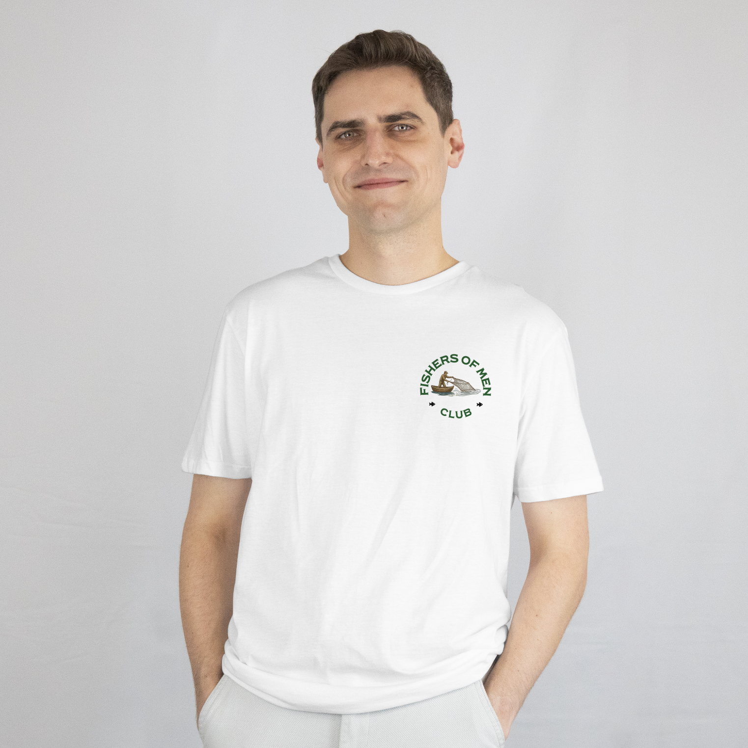 Fishers of Men Club Following Jesus T-Shirt Christian for Men 100% Cotton T-shirt