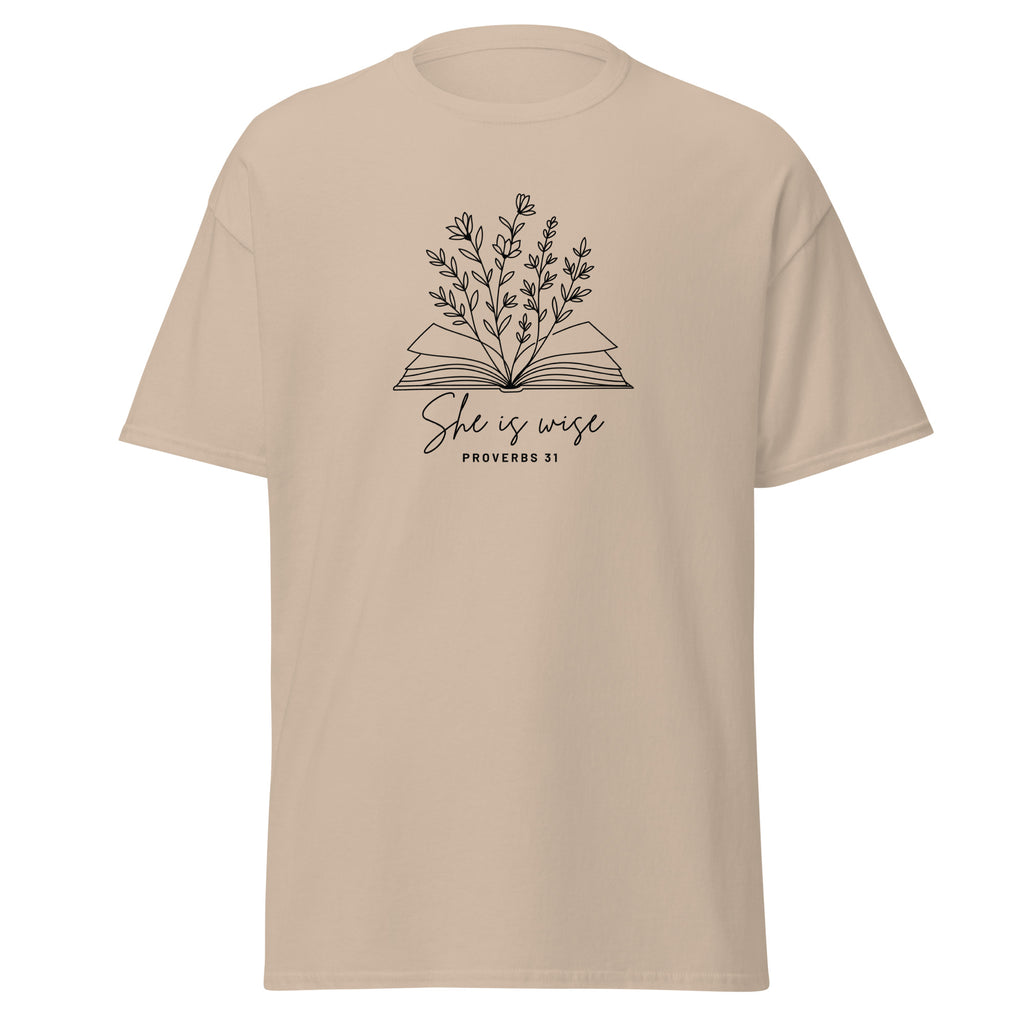 She is Wise Virtuous Woman Proverbs 31 Christian 100% Cotton Tshirt