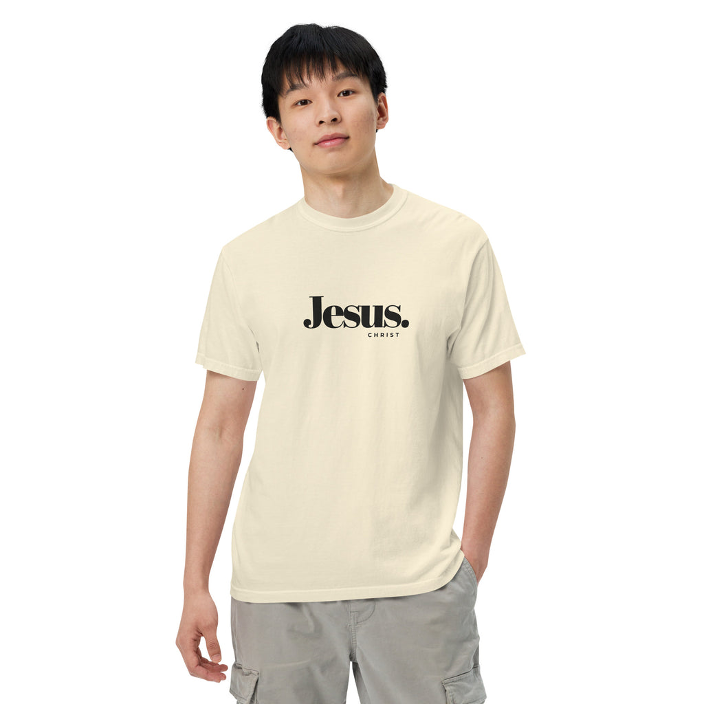 Jesus Christ Minimalist T-Shirt Christian Unisex 100% White Beige Cotton T-shirt