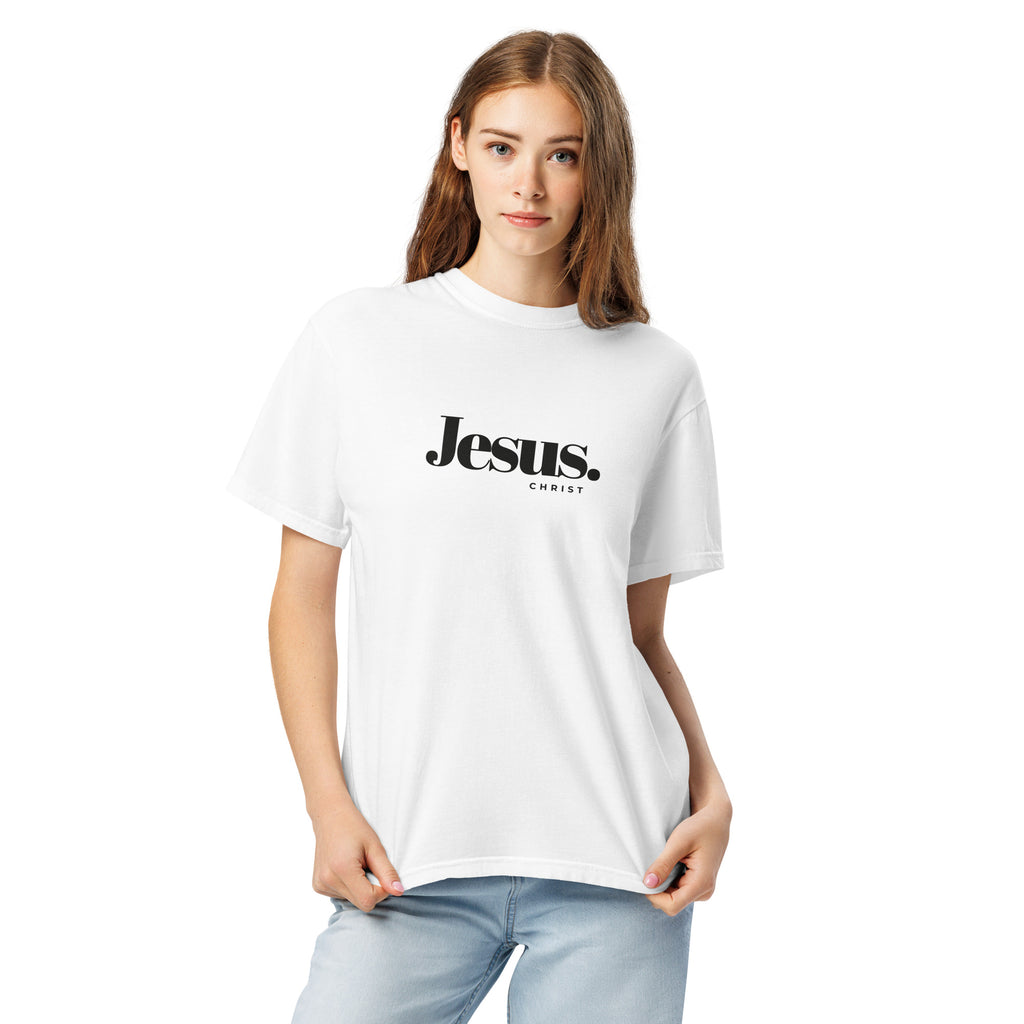 Jesus Christ Minimalist T-Shirt Christian Unisex 100% White Beige Cotton T-shirt