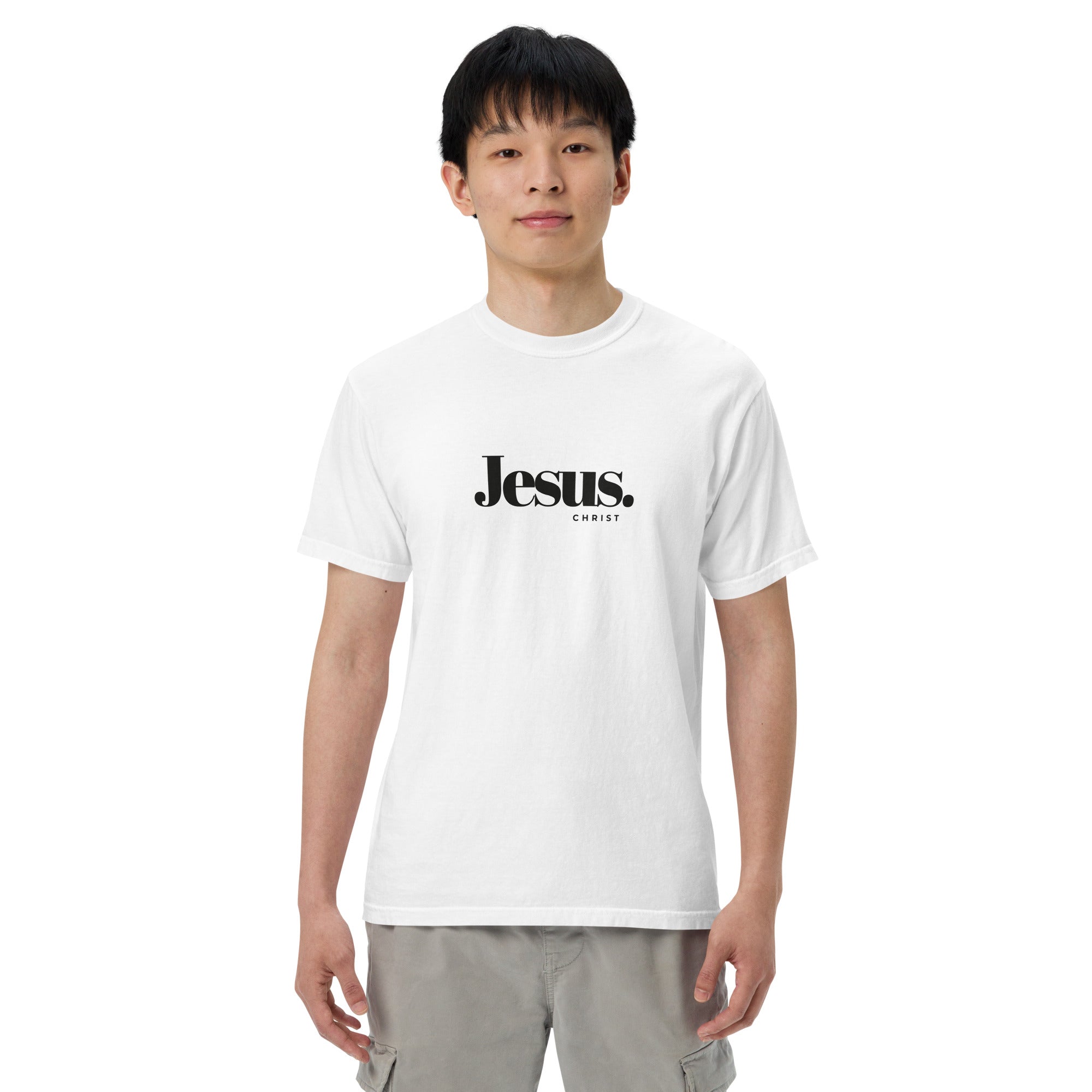 Jesus Christ Minimalist T-Shirt Christian Unisex 100% White Beige Cotton T-shirt