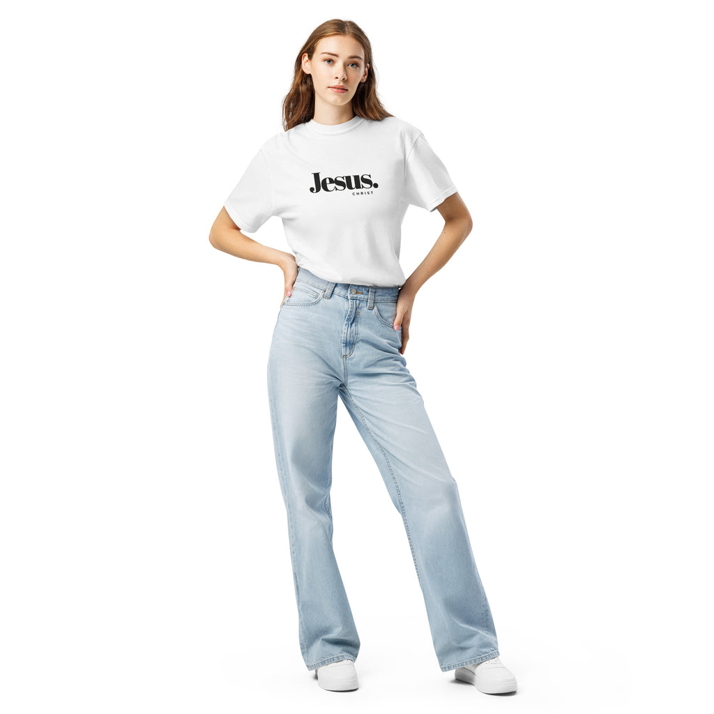 Jesus Christ Minimalist T-Shirt Christian Unisex 100% White Beige Cotton T-shirt