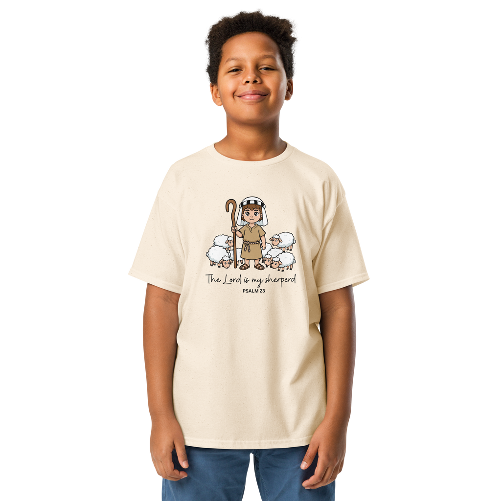 Youth Christian T-Shirt “The Lord Is My Shepherd” | Psalm 23 Cotton Unisex Christian Tee