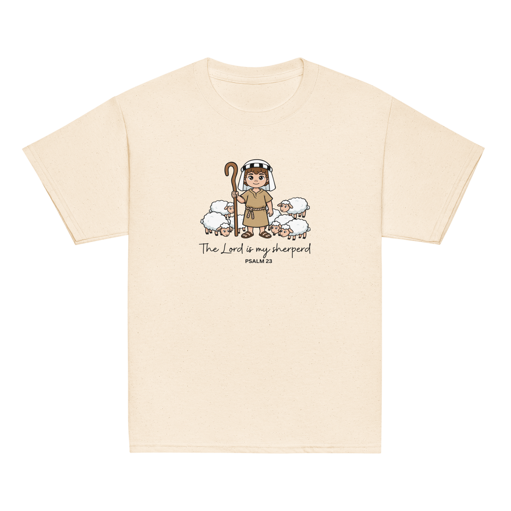 Youth Christian T-Shirt “The Lord Is My Shepherd” | Psalm 23 Cotton Unisex Christian Tee