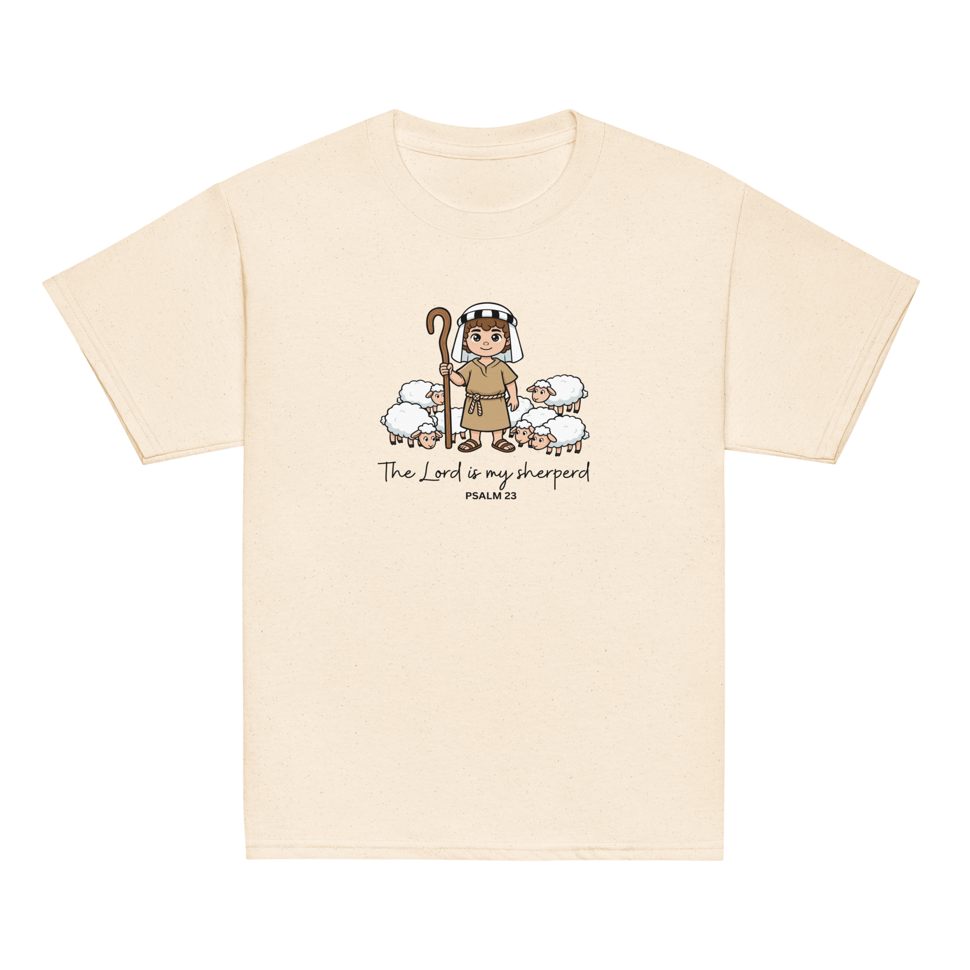 Youth Christian T-Shirt “The Lord Is My Shepherd” | Psalm 23 Cotton Unisex Christian Tee