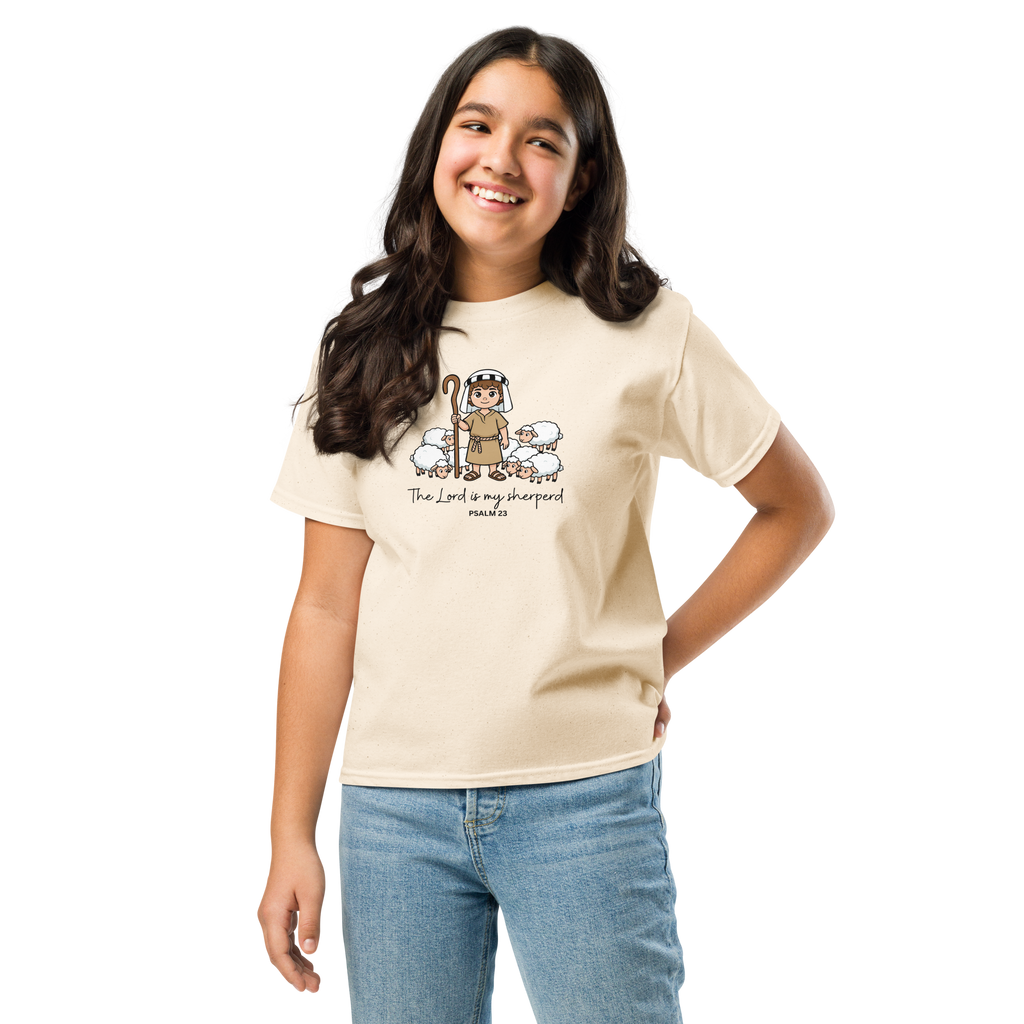 Youth Christian T-Shirt “The Lord Is My Shepherd” | Psalm 23 Cotton Unisex Christian Tee